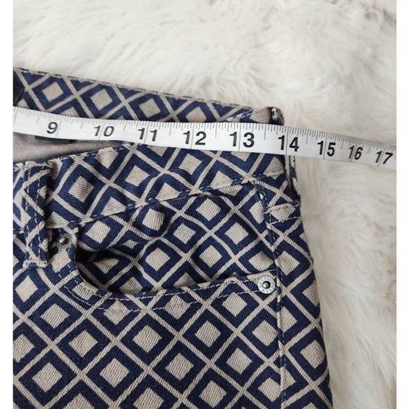 J.Crew Womens Skinny Jeans Blue Beige Geometric Stretch Mid Rise Pocket Denim 27 - Picture 3 of 7